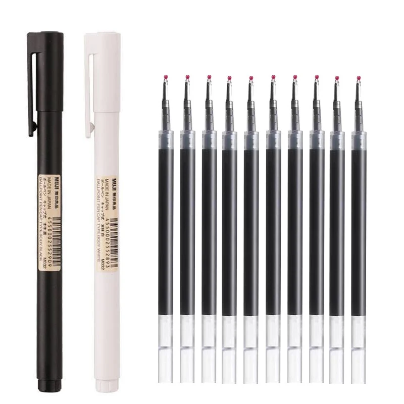 Muji Stationery Gel Pen - 0.5 مللي متر أسود/أبيض هلام القلم
